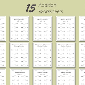 Missing Number Math Worksheets: Addition & Subtraction (PDF Printable ...