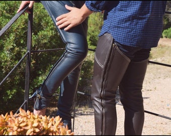 Custom BROWN leather riding chaps