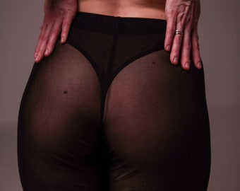 Booty-Shorts mit durchsichtigem Netzstoff für Pole-Dance- und Rave-Outfits für Frauen