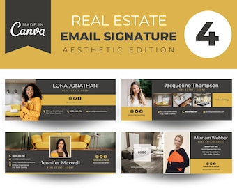 Real Estate Email Signature, Email Signature, Gmail Signature, Email Signature Template, Canva Template, Real Estate, Editable Template