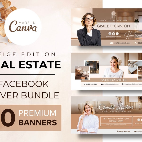 Realtor Facebook Cover, Real Estate Facebook Banner, Social Media Banner, Instant Download, Canva, Real Estate Agent Facebook Cover Photos