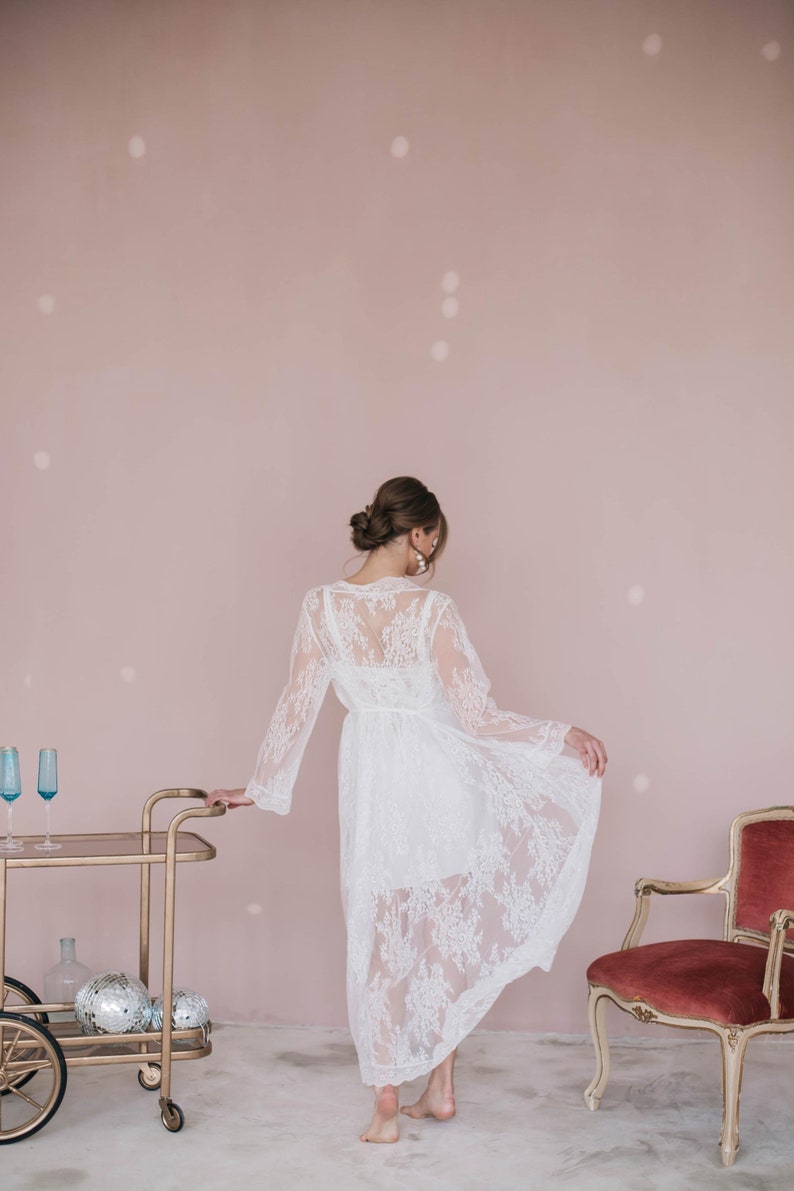 Lace bridal robe and nightgown