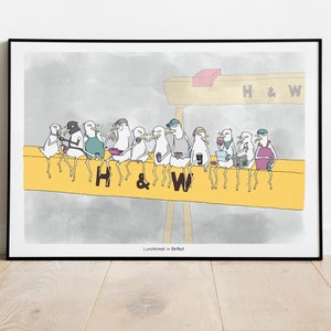 Lunchbreak in Belfast - Large Illustration Print on Luxurious Paper with Subtle Pearl Finish - FREE UK DELIVERY