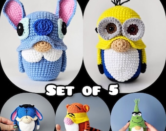 Set of 5 Crochet Pattern, clothes patterns, amigurumi patterns