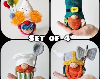 Lot de 4 modèles au crochet, modèles amigurumi, modèles amigurumi