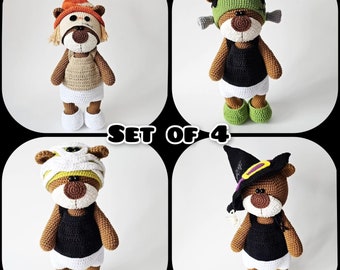 LOT de 4 modèles au crochet : 4 ensembles de vêtements / AMIGURUMI / Tutoriel PDF