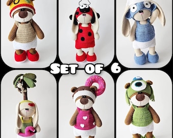 LOT de 6 modèles au crochet : 6 ensembles de vêtements / AMIGURUMI / Tutoriel PDF