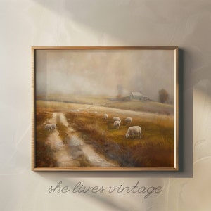 Sheep Farmhouse Print Rustic Farm Printable Vintage Animal Painting ...