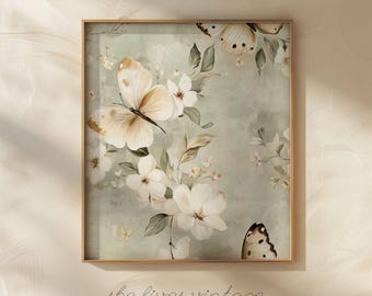 Farmhouse Botanical Tapestry Vintage Floral Print Cottagecore Wall Art Spring Decor Rustic Botanical Instant Download | P186