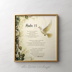 Psalm 23 NIV White Dove Christian Wall Art Bible Verse Psalm Print Christian Gifts Bible Verse Posters Spiritual Home Decor | P202