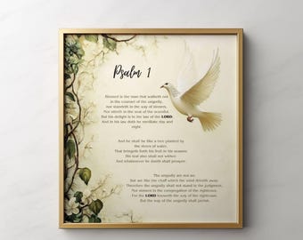 Psalm 1 King James Version Wall Art Psalms Farmhouse Print Christian Home Decor Bible Verse Posters Spiritual Wall Decor Printable | P222