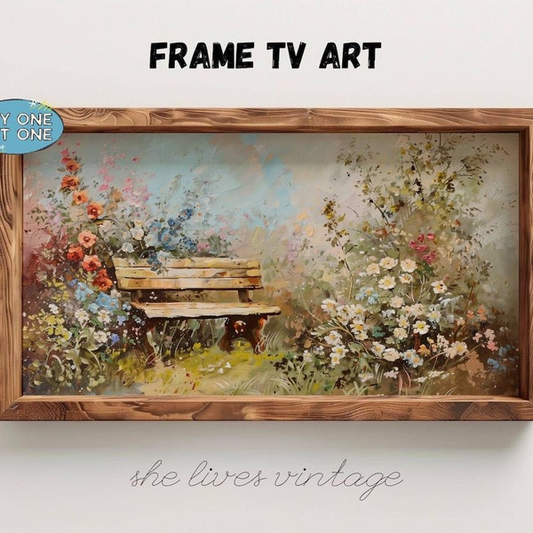 Spring Frame TV Art Floral Garden Samsung Frame T V Vintage Oil Painting Beautiful Artwork Frame TV Spring Digital | P123