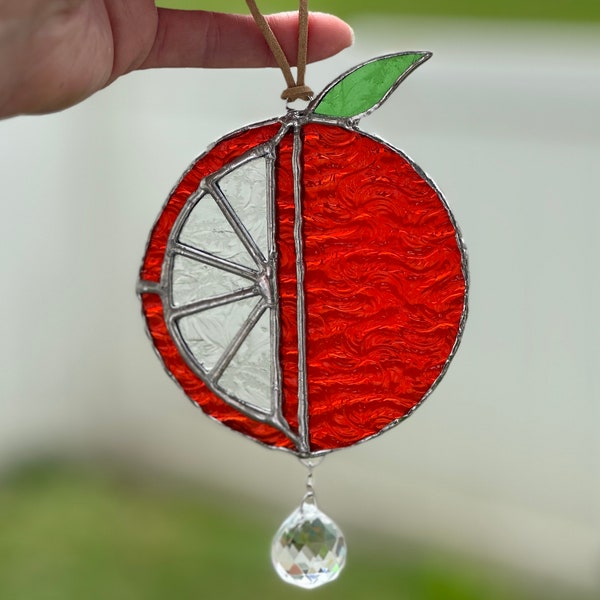 Stained Glass Juicy Orange, Sun Catcher Decor