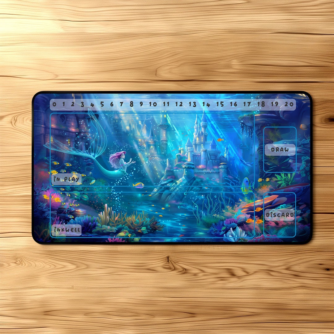Lorcana Playmat A World Under the Sea Designer Playmat for TCG Vibrant Colors Stitched Edge