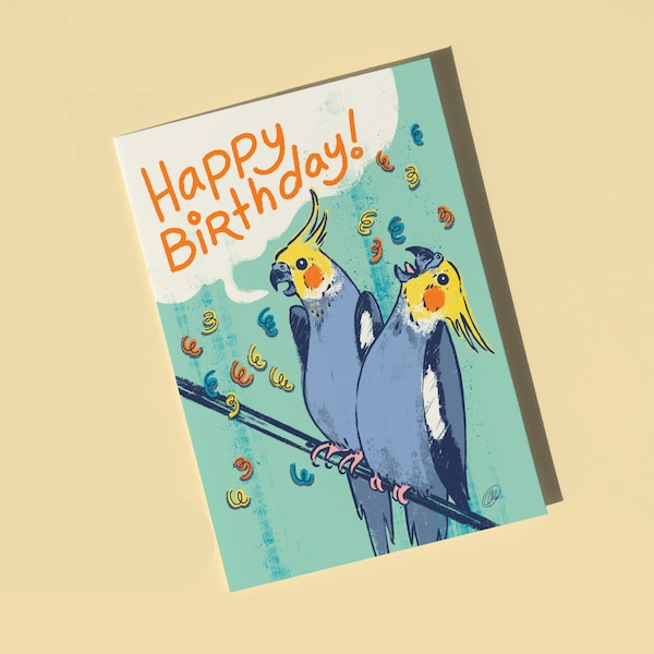 Happy Birthday Greeting Card | Funny Cockatiel, bird lovers celebration
