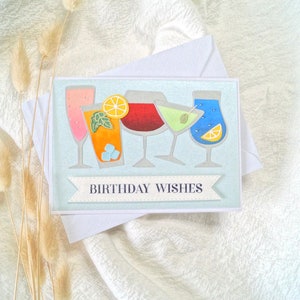 Carte d'anniversaire cocktails avec enveloppe