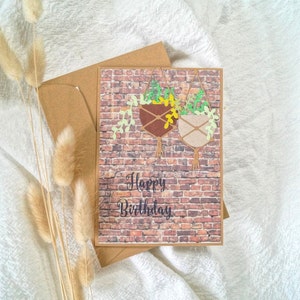 Carte d'anniversaire avec plantes suspendues, enveloppe incluse