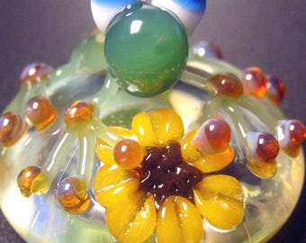 Glass Mini paperweight - Sunflower Frog Decor collectible - Boomwire Glass - Perfect Summer gift