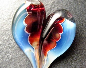 Beautiful Glass Heart Pendant  - Lampwork necklace pendant focal handmade by Boomwire Glass jewelry