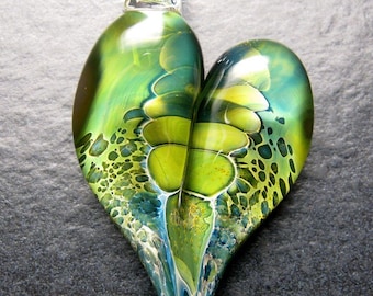 Beautiful Glass Heart Pendant  - Lampwork necklace pendant focal handmade by Boomwire Glass jewelry