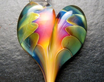 Beautiful Glass Heart Pendant  - Lampwork necklace pendant focal handmade by Boomwire Glass jewelry