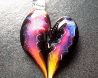 Beautiful Glass Heart Pendant  - Lampwork necklace pendant focal handmade by Boomwire Glass jewelry