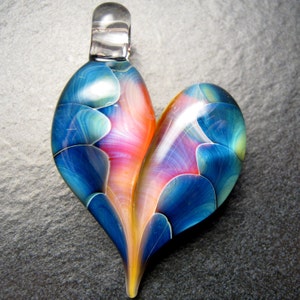 Beautiful Glass Heart Pendant  - Lampwork necklace pendant focal handmade by Boomwire Glass jewelry