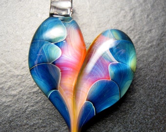 Beautiful Glass Heart Pendant  - Lampwork necklace pendant focal handmade by Boomwire Glass jewelry