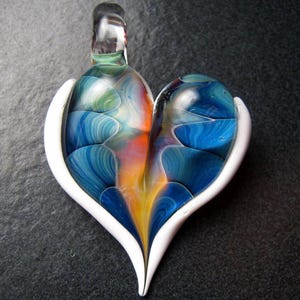 Glass Heart Pendant, Lampwork necklace, unique pendant, focal, jewelry supplies