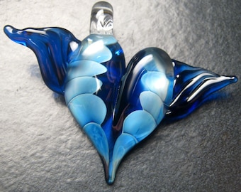 Winged heart pendant - Whimsical - Bridesmaid gift - Glass heart lampwork necklace