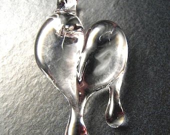 Ice heart, Glass icicle Jewelry, Icicle ornament, unique suncatcher, glass pendant, Unique necklace, jewelry supplies