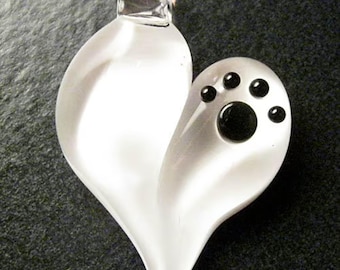 Paw print pendant - Dog lover - Cat lover - Glass heart