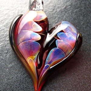 Glass Heart Pendant, Lampwork necklace, unique pendant, focal, jewelry supplies