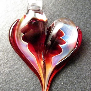 Glass Heart Pendant, Lampwork necklace, unique pendant, focal, jewelry supplies