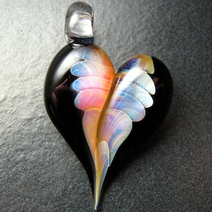Glass Heart Pendant, Lampwork necklace, unique pendant, focal, jewelry supplies