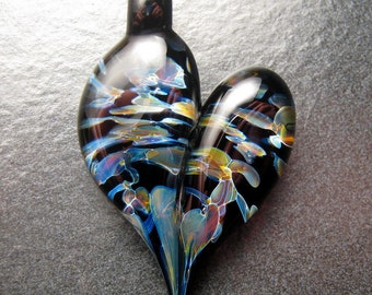 Beautiful Glass Heart Pendant  - Lampwork necklace pendant focal handmade by Boomwire Glass jewelry