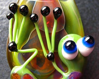 Frog pendant, glass pendant, unique pendant, focal, glass bead, charm necklace