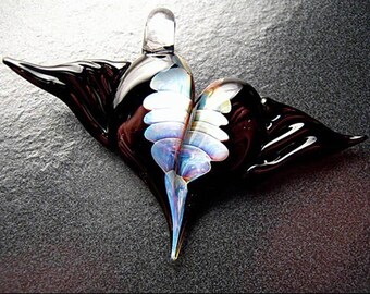 Winged heart pendant, Whimsical jewelry, Bridesmaid gift, Glass heart, lampwork necklace, unique pendant