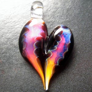 Glass Heart Pendant, Lampwork necklace, unique pendant, focal, jewelry supplies