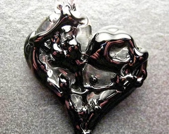 Glass Heart Pendant, Lampwork necklace, unique pendant, focal, jewelry supplies