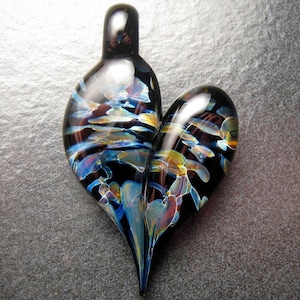 Glass Heart Pendant, Lampwork necklace, unique pendant, focal, jewelry supplies