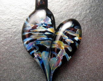 Glass Heart Pendant, Lampwork necklace, unique pendant, focal, jewelry supplies