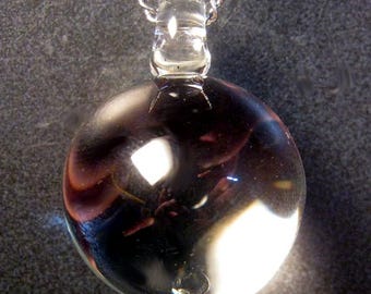 Boomwire Glass Crystal Ball .86" pendant Handmade Clear Sphere Orb lampwork jewelry unique pendant, translucent focal
