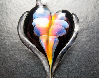 Beautiful Glass Heart Pendant  - Lampwork necklace pendant focal handmade by Boomwire Glass jewelry