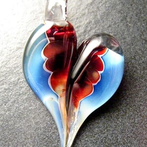 Glass Heart Pendant, Lampwork necklace, unique pendant, focal, jewelry supplies