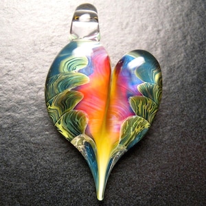 Glass Heart Pendant, Lampwork necklace, unique pendant, focal, jewelry supplies