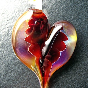 Glass Heart Pendant, Lampwork necklace, unique pendant, focal, jewelry supplies