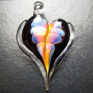 Glass Heart Pendant, Lampwork necklace, unique pendant, focal, jewelry supplies