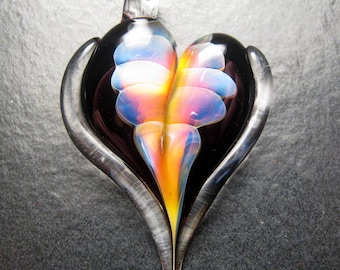 Glass Heart Pendant, Lampwork necklace, unique pendant, focal, jewelry supplies