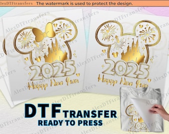 Mickey and Minnie Disney New Year 2025 DTF Transfers, New Year 2025 Ready to Press, Print on Demand, Disney New Year 2025 Dtf, Disney Print